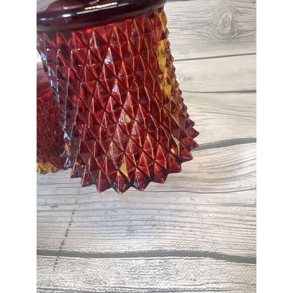 2 Vintage Diamond Cut Votive Candle Holders Peg Sconce Ruby Red Glass Read - Picture 6 of 10